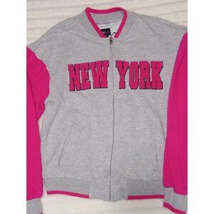 New York Jacket Girls Size 10/12 Grey Pink Bomber